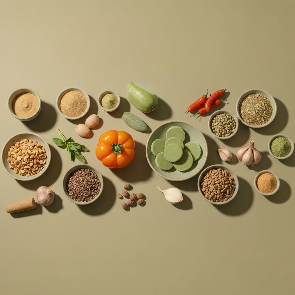 Serene arrangement of equilibrated food ingredients